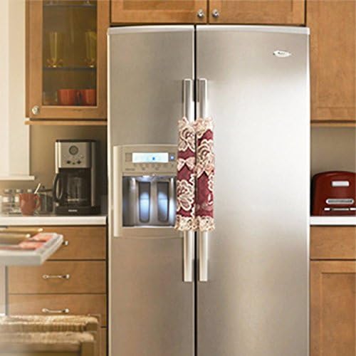 Refrigerator Door Handle Covers Keep Your Kitchen Appliance Clean From Smudges, Fingertips, Drips, &amp;Food Stains,Perfect For The oven, Microwave oven,&amp;The furniture with a handle(1 Pair) (Wine Red)