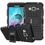 J3 Case, Galaxy Express Prime Case, ykooe (Armor Series) Heavy Duty Protection Hybrid Shockproof Dual Layer Protective Case Cover With Stand for Samsung Galaxy J3 / Express Prime (Black)