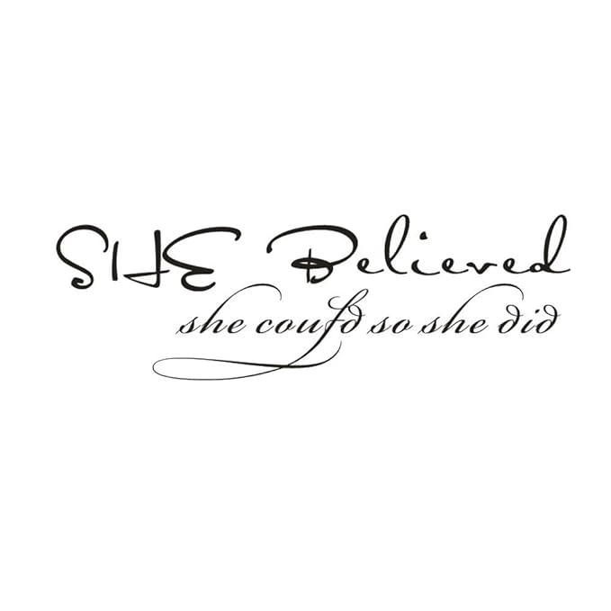 Buy Buckoo She Believed She Could So She Dyi Inspirational Quote Wall Stickers Bedroom Decals Vinyl Removable Wallpaper Home Decoration Living Room Wall Sticker Girl Bedroom Home Decor Online At Low