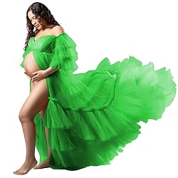 Tianzhihe Fluffy Tulle Maternity Robe for