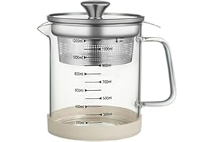 1.2L Glass Pitcher with Lid and Scale, Multi-Functional Yogurt and Nut Milk Strainer for Juice, Tea and Soy Milk
