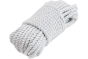 PAMIR TONG White 5mm Twisted Satin Cord for Crafts 10 Yards Braided Decorative Cotton Cords Trims Polyester Twine Cord Thick Round Fabric Rope Thread for Sewing DIY Shiny Handfast Cord for Wedding