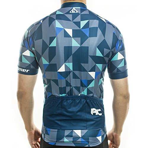 Racmmer Men's Short Sleeve Cycling Jersey Bike Biking Shirt Breathable Quick Dry Blue - Thumbnail 3