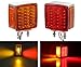 Red/Amber 39 Leds Stop Turn Tail Lamp,Fender Marker Clear Lights for 12V universal vehicles,Pack of 2