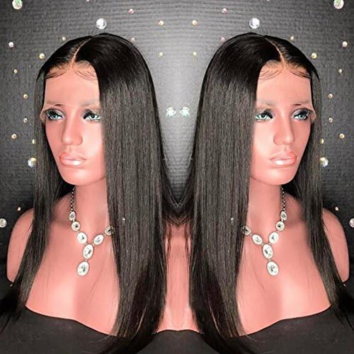 Glueless Full Lace Human Hair Wigs for African Americans Natural Color Virgin Human Hair Lace Front Wig With Baby Hair Brazilian Remy Straight Hair Wigs (22 Inches, Lace Front Wig)