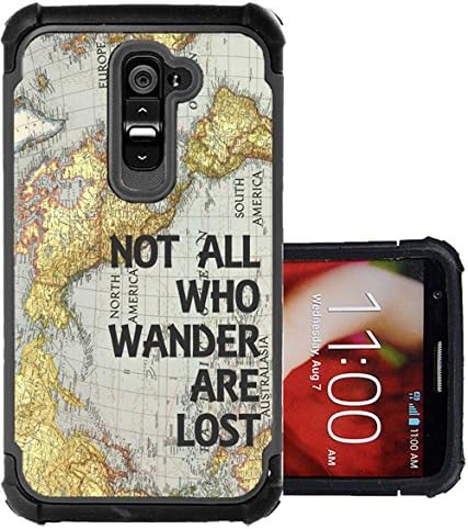 CorpCase LG G2 Case - Not all who wander are lost world map/ Hybrid Unique Case With Great Protection