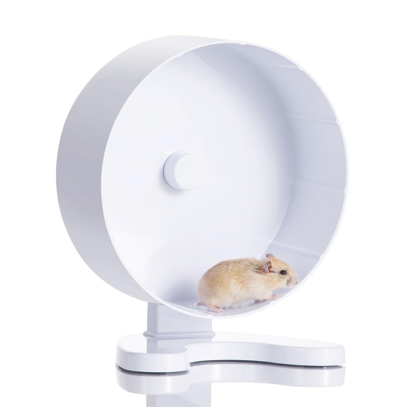 8.7" Super Silent Hamster Wheel for Hamster Exercise Wheel for Gerbil, Syrian & Dwarf, Chinchilla and More Small Anima Running Wheels with Stable Stand, White