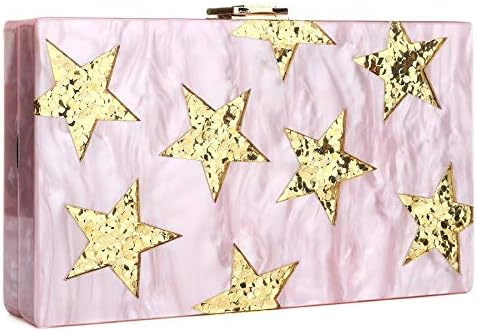 IBELLA Evening Handbag Box Acrylic Clutch Stripes Shoulder Bag for Party