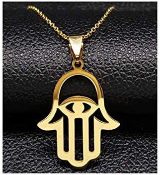 Gold Color Hamsa Hand Eyes Necklaces Pendants Jewelry Acero inoxidable joyeria