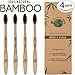 Infused Charcoal Bamboo Toothbrush Natural Eco-Friendly Reusable Organic Vegan Biodegradable Soft Bristles Ergonomic Design (4-Pack) - BLACK