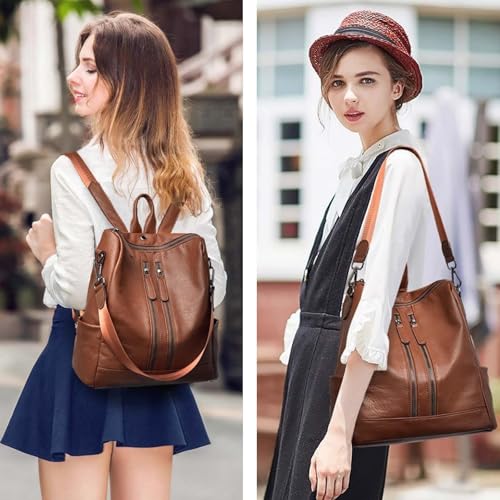 Mochila Femininas Bolsa De Viagem Escolar Faculdade Grande Capacidade Acompanha Uma Alça De Ombro Removível E Uma Entrada Para Fone De Ouvido (Marrom)