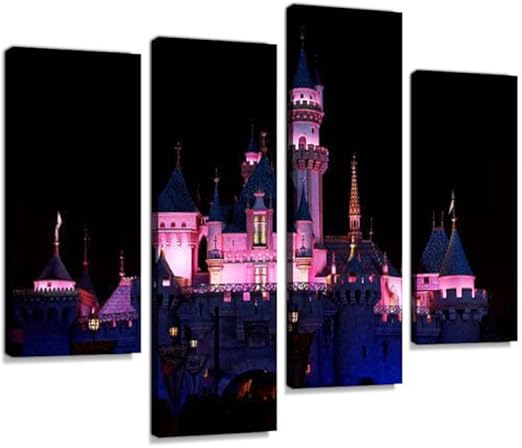 Disparo Nocturno Del Castillo De La Bella Durmiente De Disney En