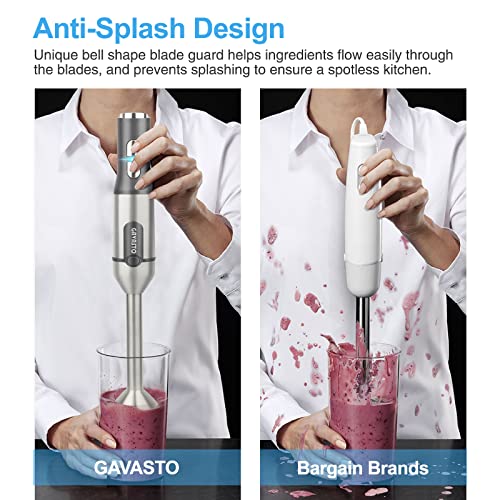 Gavasto Immersion Blender 800 Watts Scratch Resistant Hand Blender,15 Speed and Turbo Mode Hand