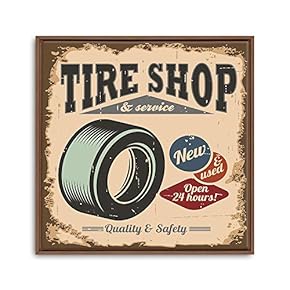 Framed Canvas Wall Art for Living Room, Bedroom Vintage Garage Canvas Prints for Home Decoration Ready to Hanging - 16x16 inches