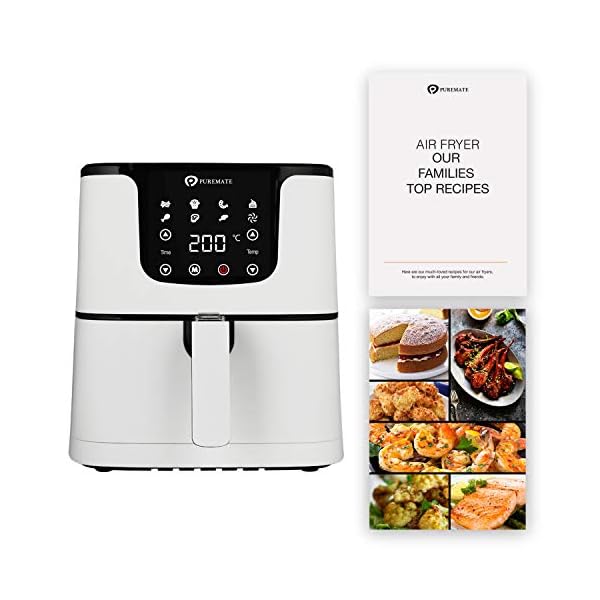 PureMate-Air-Fryer-with-Digital-Display-Recipes-Book-XL-55L-Healthy-Oil-Free-1700W-Air-Fryer-with-7-Preset-LED-One-Touch-Screen-Timer-Adjustable-Temperature-Control-for-Low-Fat-Cooking PureMate Air Fryer with Digital Display & Recipes Book, XXL 5.5L Healthy Oil Free 1700W Air Fryer with 7 Preset, LED One…