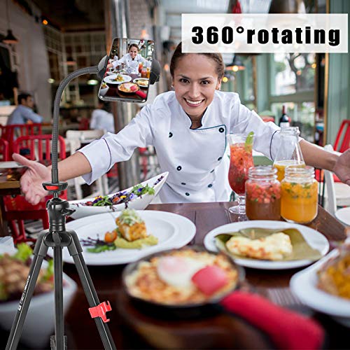 Tripod for iPhone and Android Cellphone,54-inch Premium Flexible Phone Tripod with 14-inch Adjustable Gooseneck,Wireless Remote, Cellphone Phone Tablet Stand Holder,Upgrade Ball Head and Carrying Bag