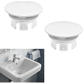 2 Pack Sink Basin Overflow Trim Ring,Solid Brass Bathroom Sink Trim Overfollow Cover,Sink Trim Overflow Cover Insert in Hole Round Caps or Kitchen Bathroom(White)
