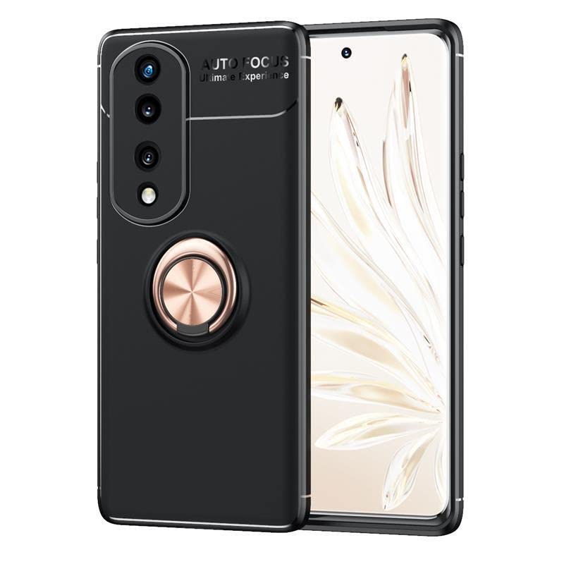 PIXFAB For Honor 70 5G Case, Anti-Scratch Shockproof Slim Gel Rubber [Protective] Phone Case Cover, Magnetic Ring [Kickstand] With [360 Rotation] Case For Honor 70 5G - Rose Gold