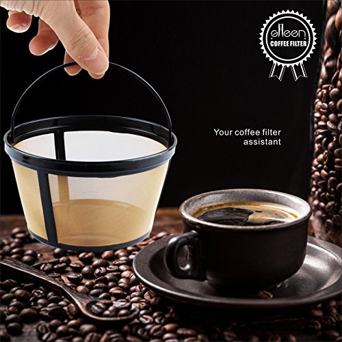 image for Basket Coffee Filter,Permanent Basket-Style Reusable 8-12 Cup Gold Ton