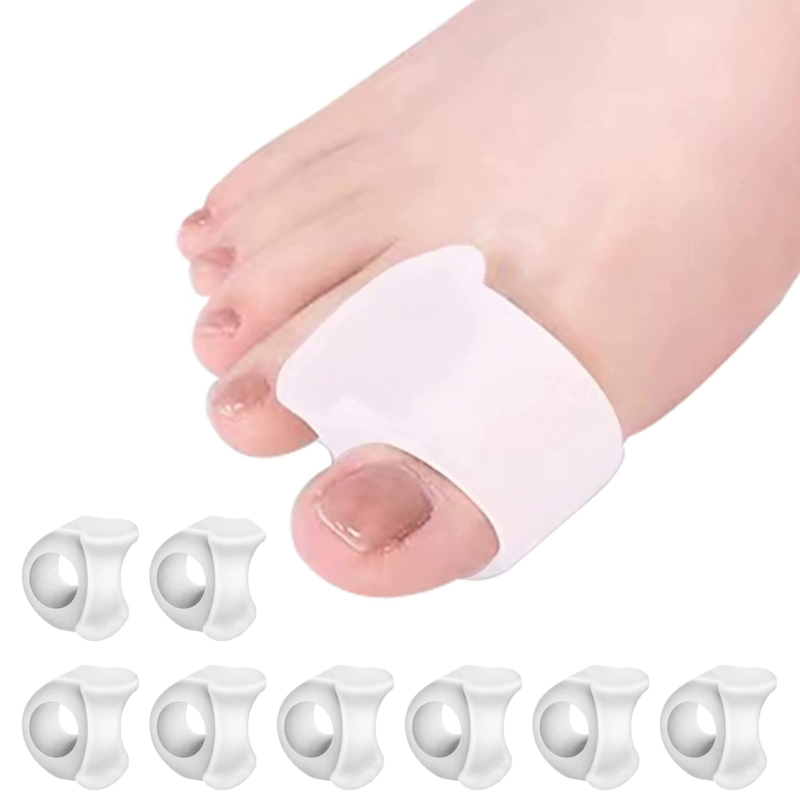 Aulese Toe Separators for Overlapping Toes - 8 Pack Gel Bunion Corrector Big Toe Straighteners for Pain Relief, Soft Hallux Valgus Correctior Hammer Toe Spacers for Active Lifestyle