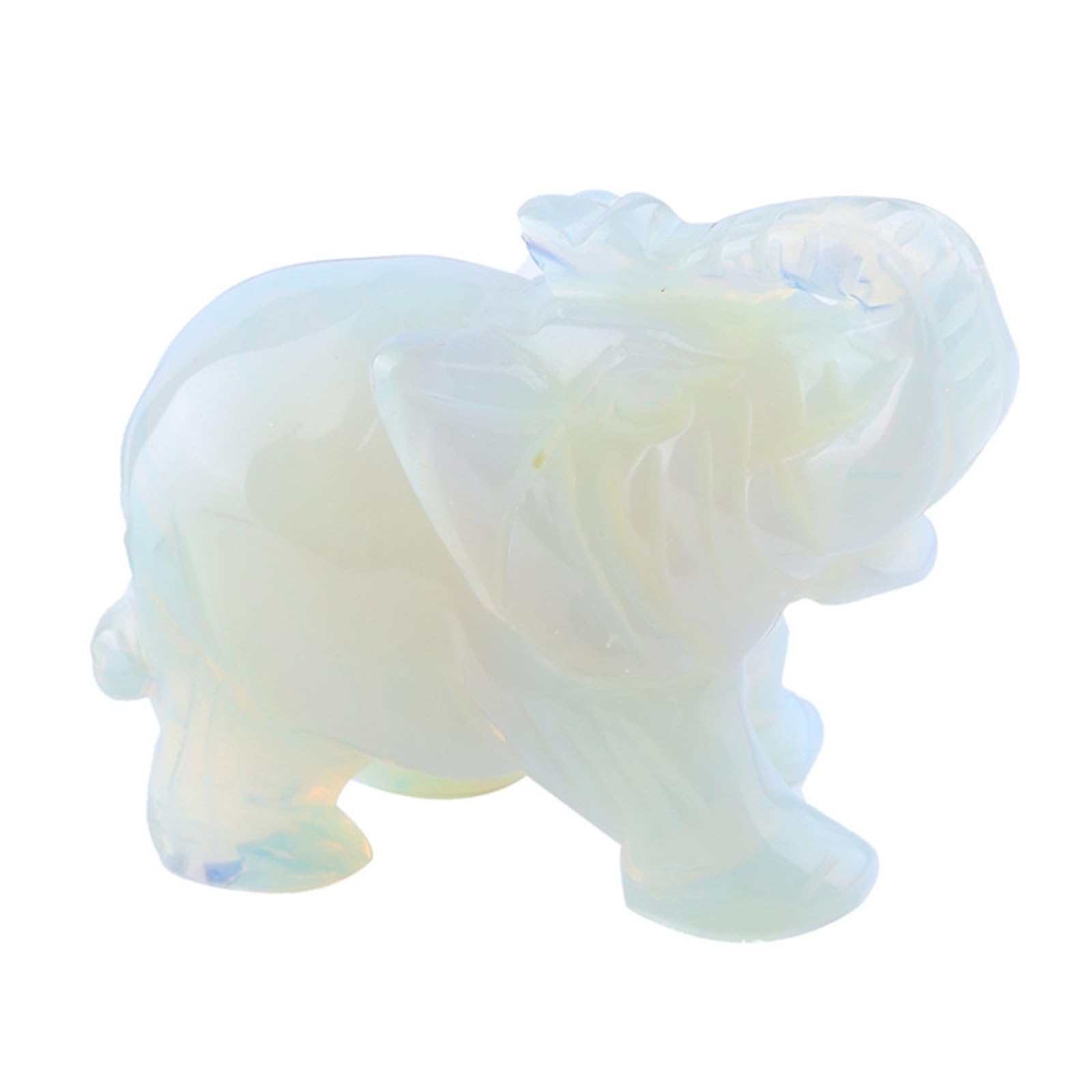 Jarsense 2 Inch Opal Crystal Elephant Ornament Healing Crystal Home Jewelry Natural Jade Crystal Carving Gift