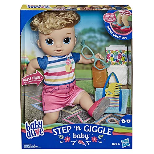 Baby Alive Step ‘N Giggle Baby Blonde Hair Boy Doll with LightUp Shoes