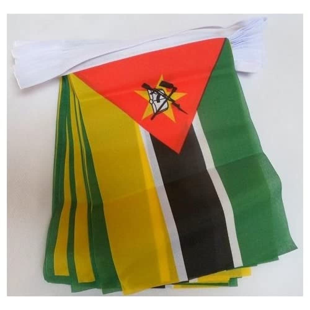 AZ FLAG Mozambique Bunting Flag, 20 Ft Garland with 20 Small Mozambican Flags 8'' x 6'', 100% Polyester String Pennant, 6 meters