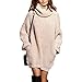 Women Pullover Loose Jumper Long Sleeve Turtleneck Pocket Knit Sweater Dress