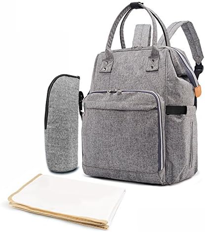 Diaper Bag Backpack Nappy Travel Bags Mommy Multi-Function Waterproof Fashion Handbag for Baby Care, Large Capacity, Stylish and Durable, Mom Bag (Grey)