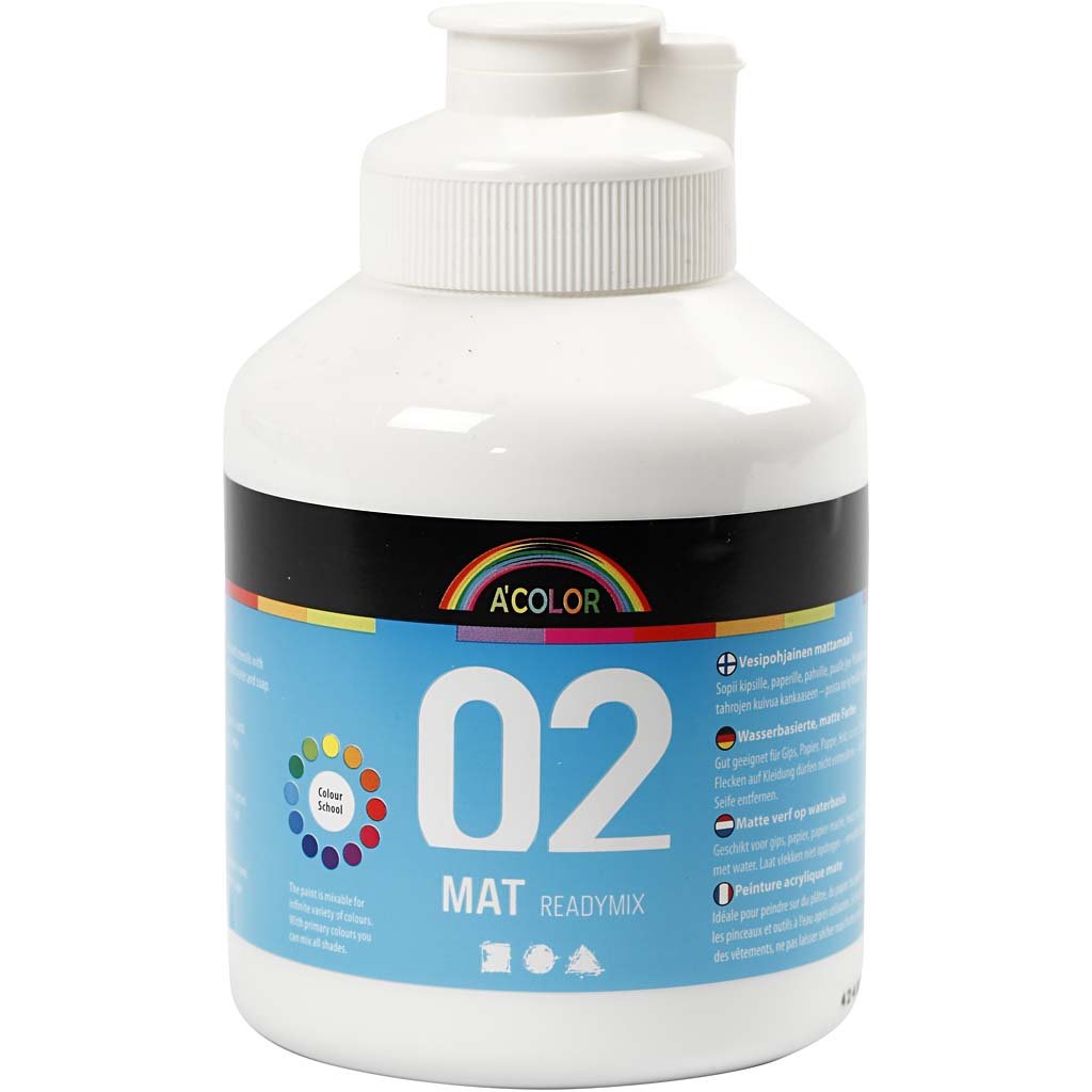 A-Color 32102 Ready-Mix Paint, White, 500 ml