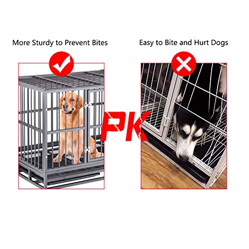 Heavy Duty Dog Crate Strong Metal Dog Kennel on Wheels, Large Dog Cage