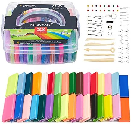 NEWYANG Clay Modelling Set ,32 Colors Nontoxic Oven Bake Polymer Clay Blocks ,Modelling Clay Craft Kits, and Birthday Gifts for Kids (32 Color)