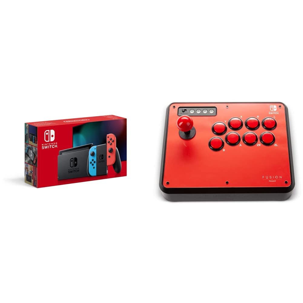 Nintendo-Switch-Consola-Estandar-Color-Azul-NeonRojo-Neon-PowerA-Fusion-Mando-arcade-inalambrico-para-Nintendo