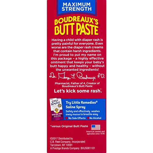 Boudreaux's Butt Paste Diaper Rash Ointment | Maximum Strength | 2 Ounce | Pack of 3