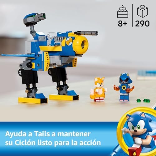 Sonic The Hedgehog Ciclón vs. Metal Sonic, Meca Robótico de Juguete con 2 Personajes de la Saga de Videojuegos Inc. Tails, Regalo Gamer para Niños y Niñas de 8 Años o Más 77002