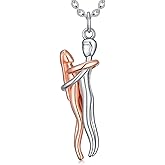 UCADRIT Hug Necklace 925 Sterling Silver Couples Necklace Matching Pendant Anniversary Jewelry for Him and Her,Lover Valentines Day Gifts