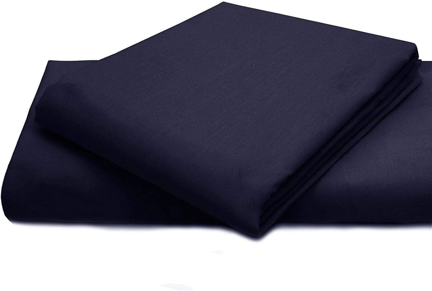 Comfy Nights PolyCotton Plain Dyed Flat Sheet Or Pillow Pair, King - Navy Blue