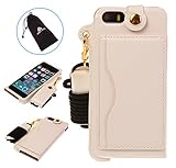 Nine States Ultra-thin PU Leather Back Cover Protection Shell High-end Business Type Case for Iphone 5 5G with Earphone Smart Cord Wrap & Hanging Neck Strap Color Varies White