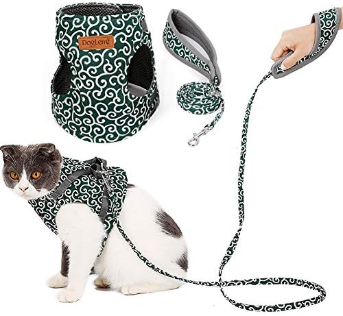 Adnikia Floral Dog Cat Harness and Leash Set Escape Proof Pet Harness Vest with Padded Handle Leash(120m/47.2″ Long) for Kittens Kitties Puppies, No-Pull Cats Jackets Apparels Adjustable Cat Vest