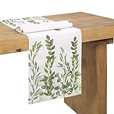 Ling's moment 12x72 Inch Burlap Table Runner with Lace, Farmhouse Decoration, Country Wedding Table Runner, Bridal & Baby Shower Décor,Spring Wedding Table Runner