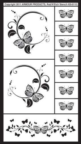 Armour Etch Stencil  Rub N Etch Stencil, Butterflies, 5-Inch by 8-Inch