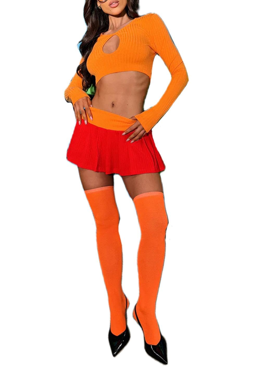 Photo 1 of ***ONLY TOP PART**** Alyweatry Women Halloween Velma and Daphne Costume Classic Cartoon Series Cosplay  (Velma  S)