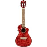 Lanikai QM-RDCEC 4 String Ukulele, Concert Quilted Maple Ukulele with Cutaway &amp; Electronics, Red Stain