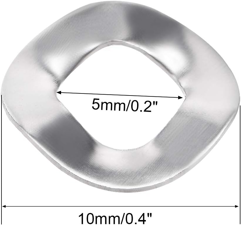 sourcing map 20Pcs 0.2" x 0.39" x 0.01" 304 Stainless Steel Wave Spring Washer for Screw Bolt, 5mmx10mmx0.3mm - Image 4