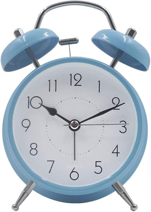Zyyqt Alarm Clock Mini Nightstand Clock Table Without Delay With Backlight Battery Travel Alarm Double Alarm Clock And Round Bells Color Blue Amazon Co Uk Kitchen Home