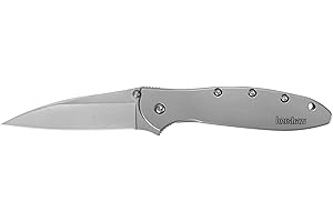 Kershaw Leek, BlackWash Pocket Knife (1660BLKW); 3 Sandvik 14C28N Steel Blade, 410 Stainless Steel Handle, BlackWash Finish, SpeedSafe Assisted Open, Frame and Tip Locks, Reversible Pocketclip; 3 OZ