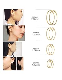 8 Pairs Stainless Steel Gold Silver Plated Hoop Earrings for Women Hypoallergenic Earrings