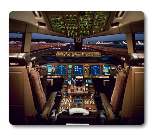 Wknoon Cool Boeing 777 Airplane Cockpit Mouse Pad