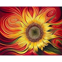 ABEUTY DIY Paint by Numbers for Adults Beginner - Red Sunflower 16x20 inches Number Painting Anti Stress Toys (Wooden Framed)