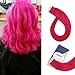 RUNATURE 12″ Tape in Hot Pink Hair Extensions Human Hair 10pcs 20g Seamless Remy Hair Straight Skin Weft Hair Extensions with Double Sided Tapethumb 2